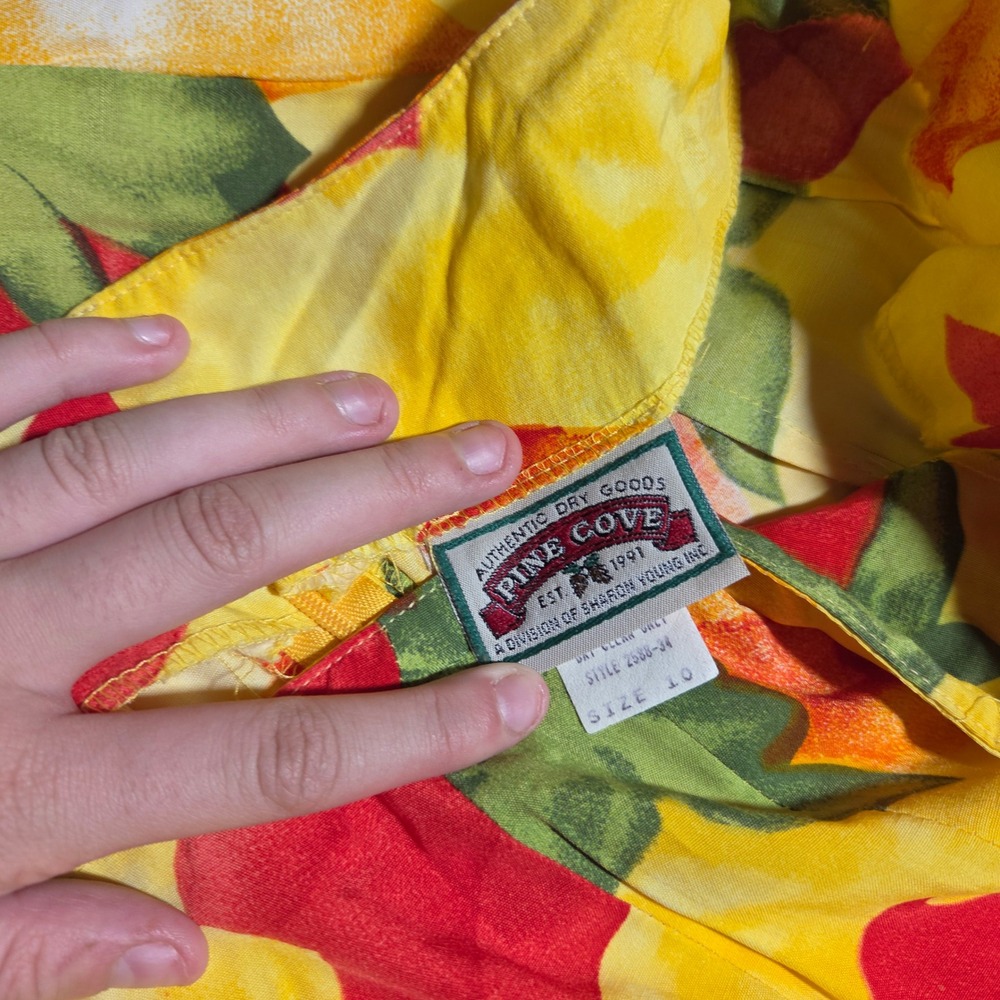 Vintage Pine Cove Yellow Floral Tulip Print Maxi Skirt Size 10 Style 2588-34 - Picture 6 of 7